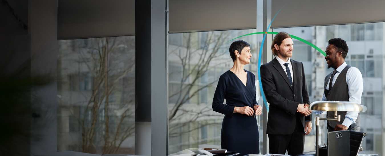 banner showing business professionals shaking hands