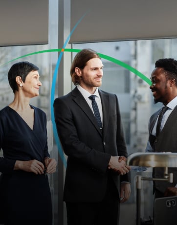 banner showing business professionals shaking hands