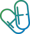 line art depicting two pills