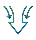 line art showing three downward pointing arrows