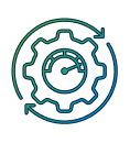 line art showing a clock face inside a spinning cogwheel