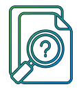 line art showing documents being viewed through a magnifying glass
