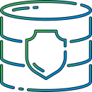 line art depicting data storage with a shield symbol