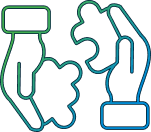 line art showing hands bringing two puzzle pieces together