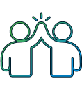 line art depicting a high five gesture