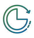 line art showing a visual representation of data surrounded by a curved arrow forming a circle