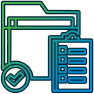 line art showing a checklist beside a folder