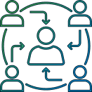 line art showing a network of people