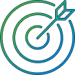 line art showing an arrow hitting a bullseye