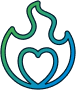 line art depicting a heart engulfed in flames