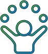 line art depicting a person with arms raised