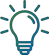 line art showing a light bulb