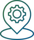 line art showing a cogwheel inside a location pointer