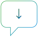 line art of a speech bubble with a downward pointing arrow