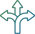 line art showing three divergent arrows