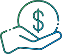 line art showing a hand holding a dollar sign